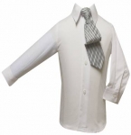 Boys Shirt w/ Tie and Hanky-( White/ Black)